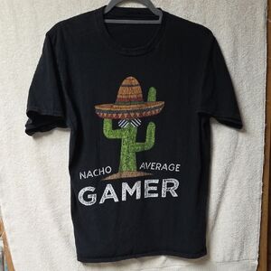 Nacho Average Gamer Retro-Look Graphic Tee Black Men's Medium